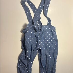Kids Blue Polka Dot Suspender Pants